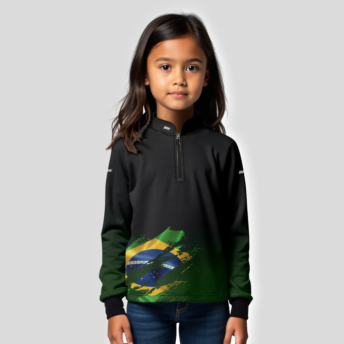 Camisa Agro Infantil Brk Bandeira Brasil Lateral com Proteção Solar UV50+ - Brk Agro
