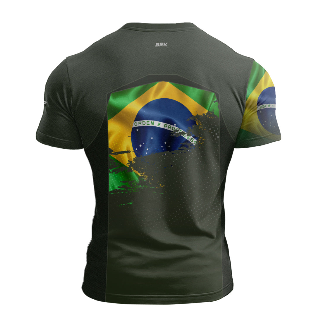 Camiseta Agro Brk Brasil Verde Oliva com Proteção Solar UV50+ - Brk Agro