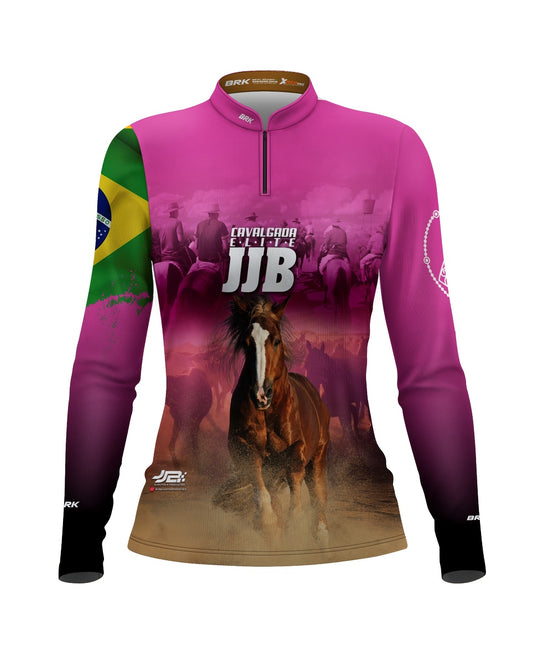 Camisa Agro Feminina Brk Cavalgada Elite JJB Rosa com Proteção UV50+ - Brk Agro