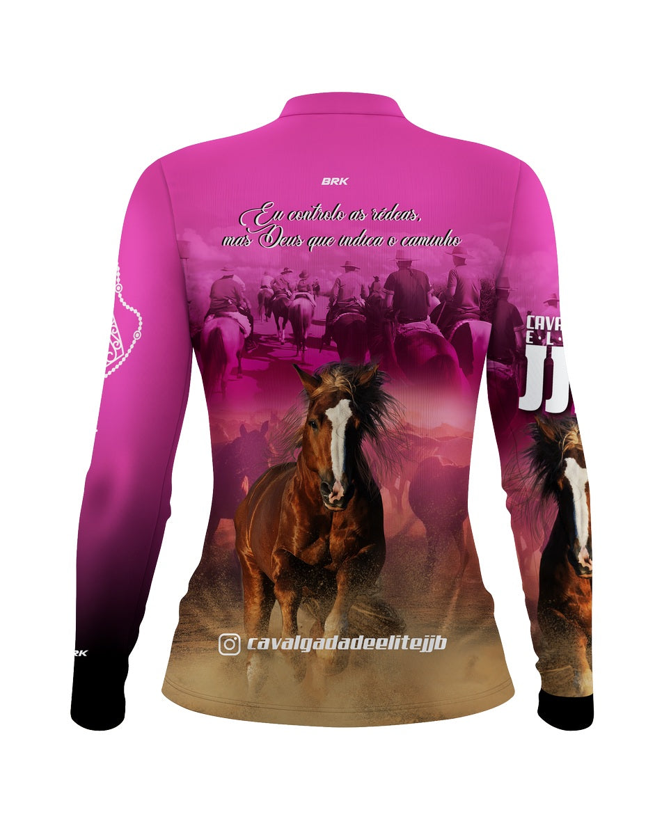 Camisa Agro Feminina Brk Cavalgada Elite JJB Rosa com Proteção UV50+ - Brk Agro