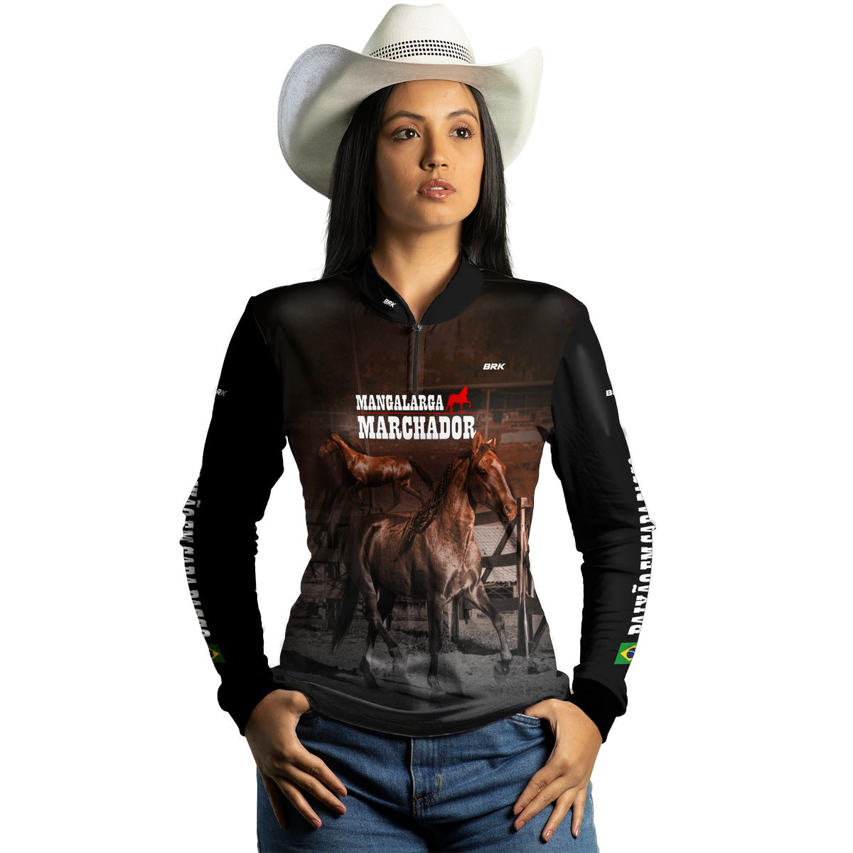 Camisa Feminina Agro Brk Mangalarga Machador com Proteção Solar UV50+ - Brk Agro