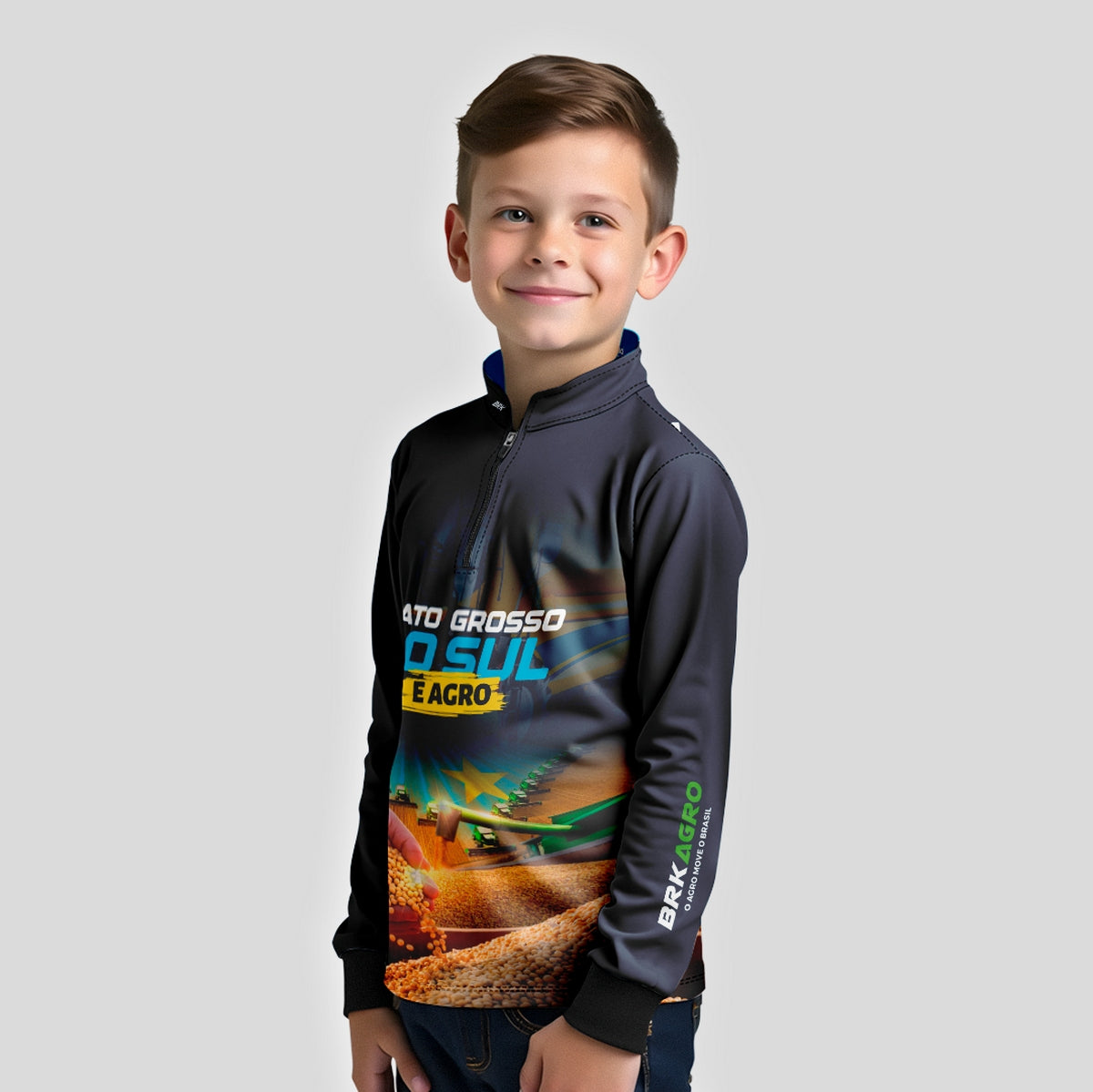 Camisa Agro Brk Mato Grosso do Sul é Agro Soja Azul com Proteção Solar UV50+ - Brk Agro