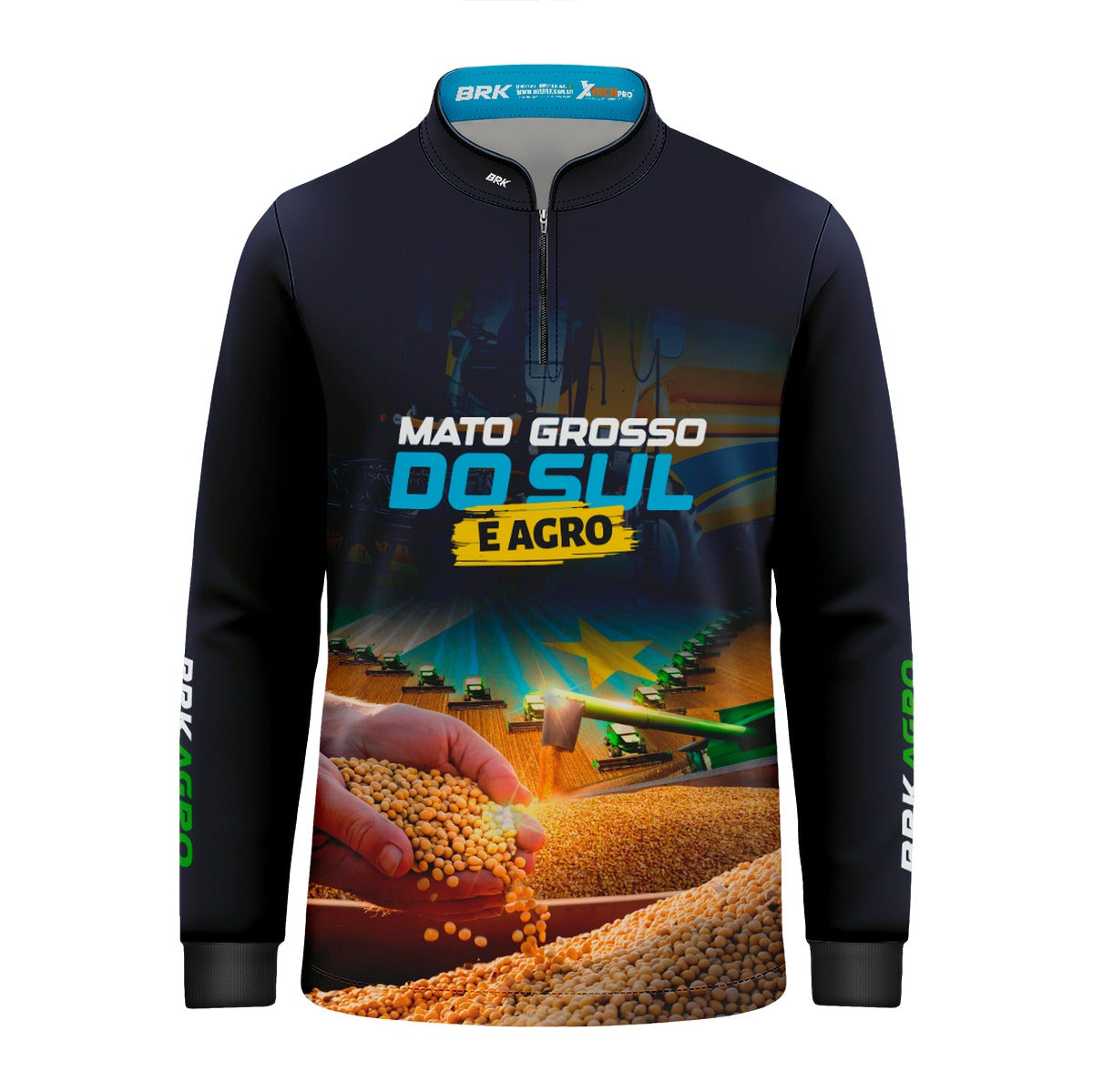 Camisa Agro Brk Mato Grosso do Sul é Agro Soja Azul com Proteção Solar UV50+ - Brk Agro