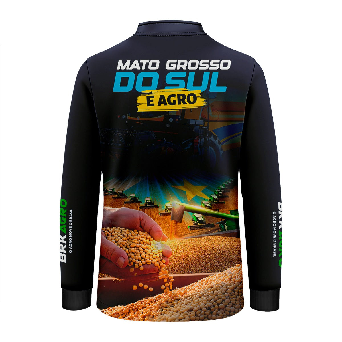 Camisa Agro Brk Mato Grosso do Sul é Agro Soja Azul com Proteção Solar UV50+ - Brk Agro