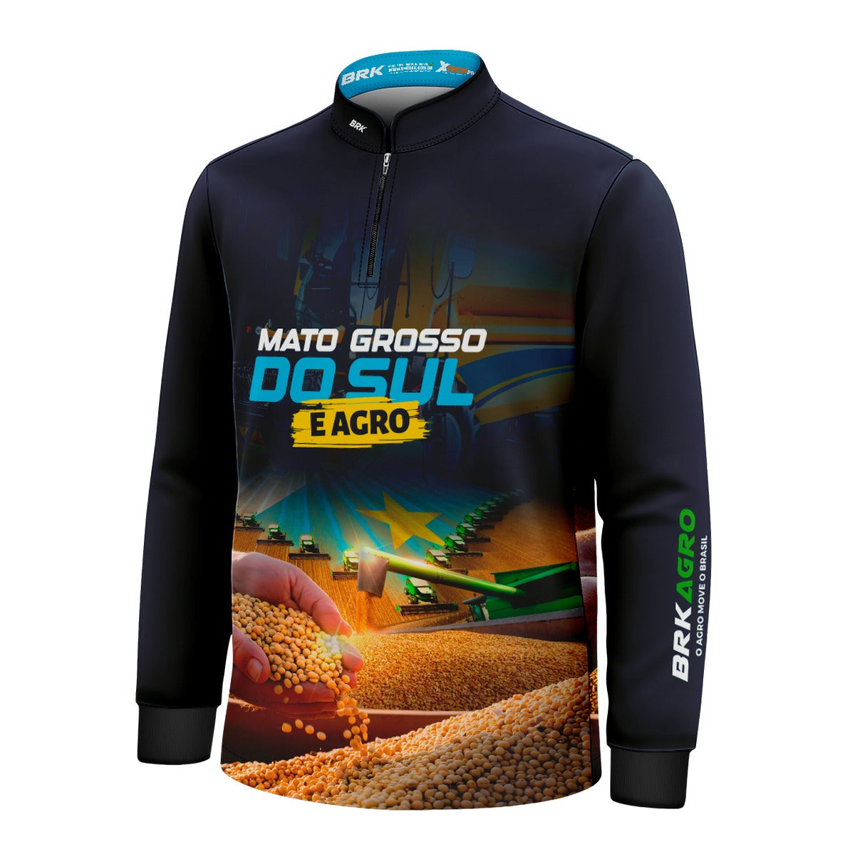Camisa Agro Brk Mato Grosso do Sul é Agro Soja Azul com Proteção Solar UV50+ - Brk Agro