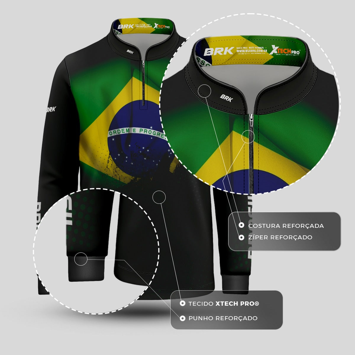 Camisa Agro Infantil Brk Brasil com Proteção Solar UV50+ - Brk Agro