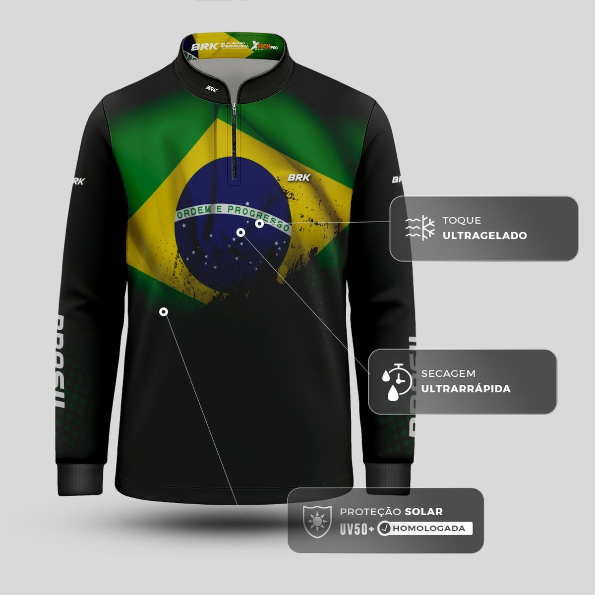 Camisa Agro Infantil Brk Brasil com Proteção Solar UV50+ - Brk Agro