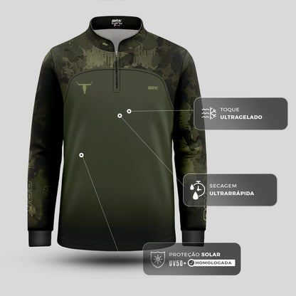 Camisa Agro Brk Camu Verde Long Horn com Proteção Solar UV50+ - Brk Agro