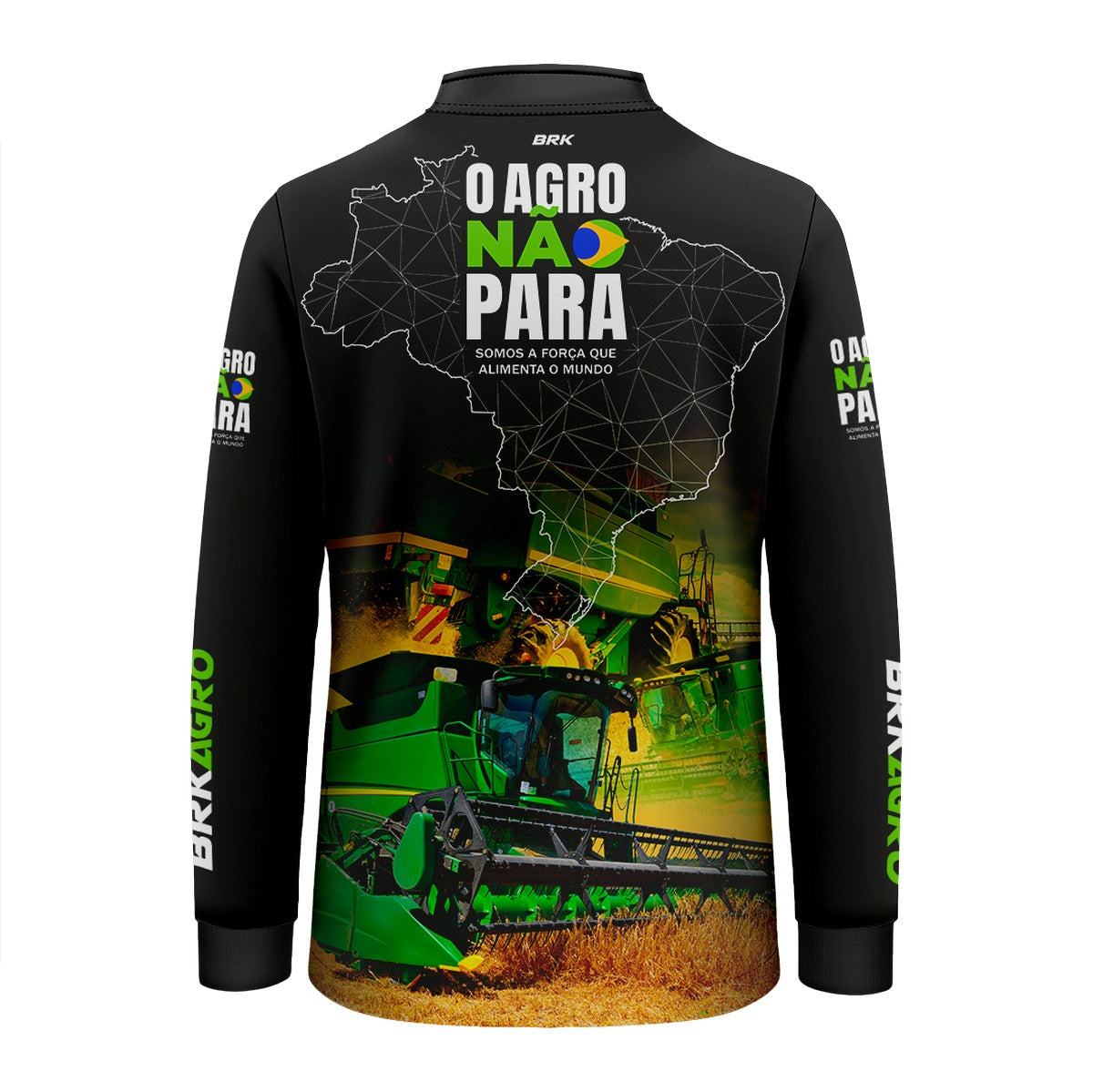 Camisa Infantil Agro Brk O Agro Não Para Trator Verde com UV50+ - Brk Agro