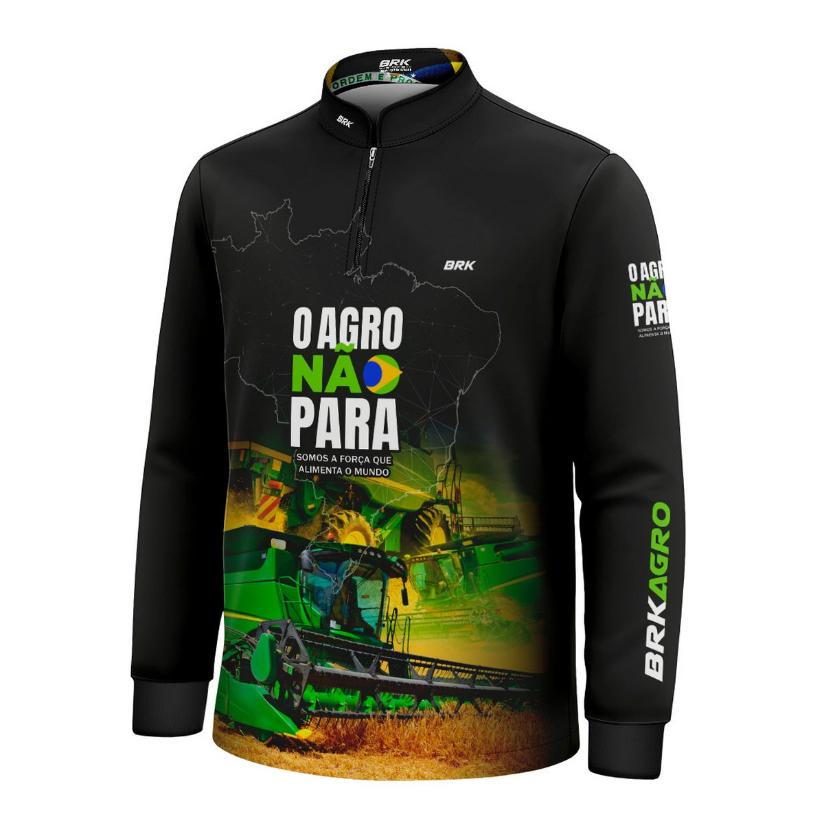 Camisa Infantil Agro Brk O Agro Não Para Trator Verde com UV50+ - Brk Agro