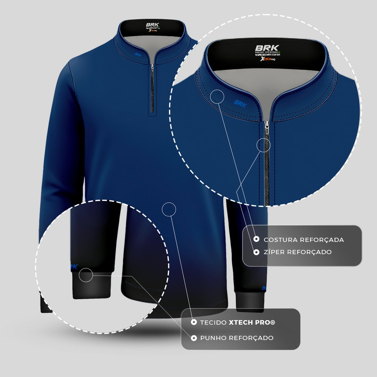 Camisa Infantil Agro Brk Unissex Basic Azul Naval com Proteção Solar UV50+ - Brk Agro