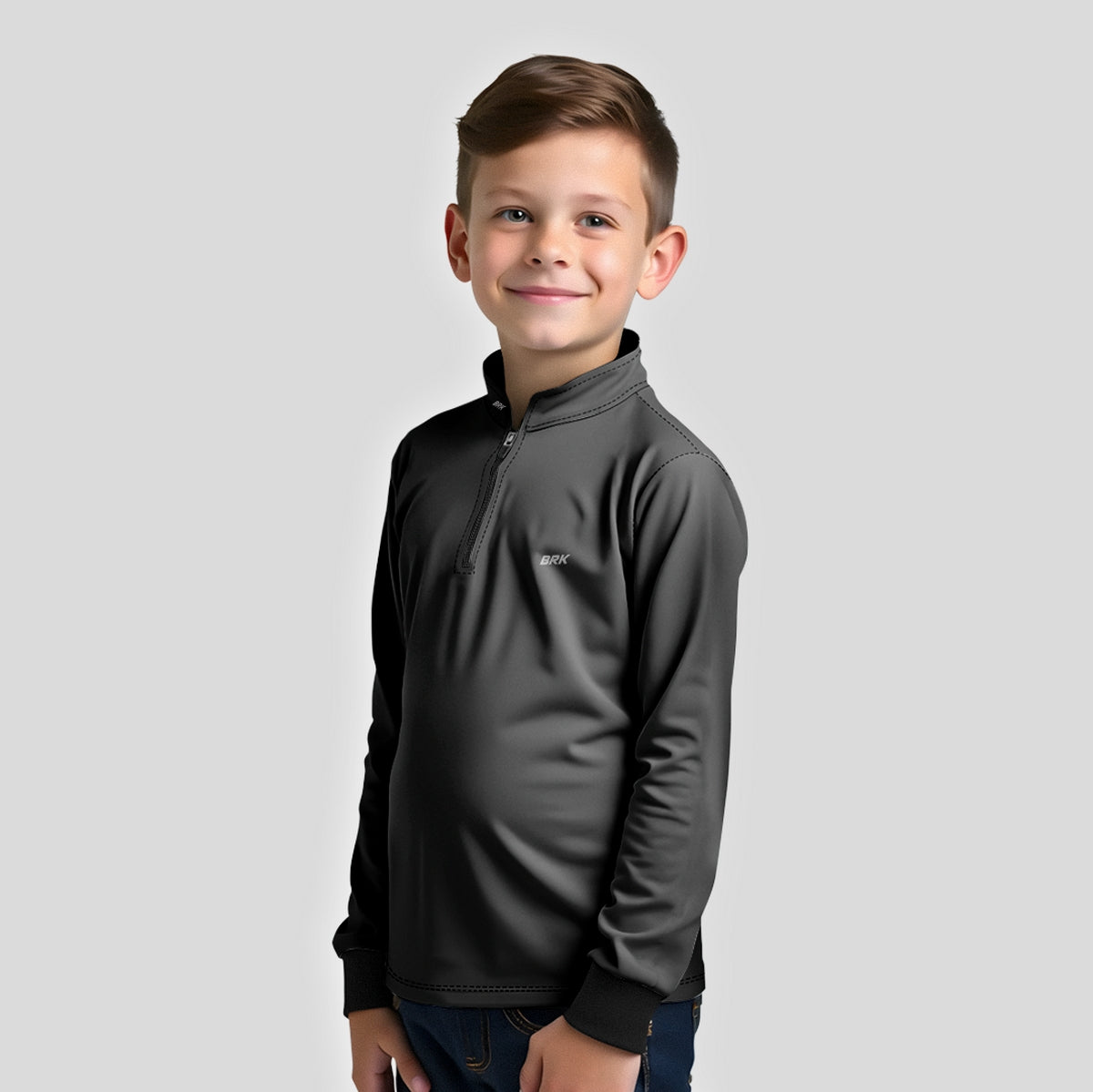Camisa Infantil Agro Brk Unissex Basic Cinza com Proteção Solar UV50+ - Brk Agro