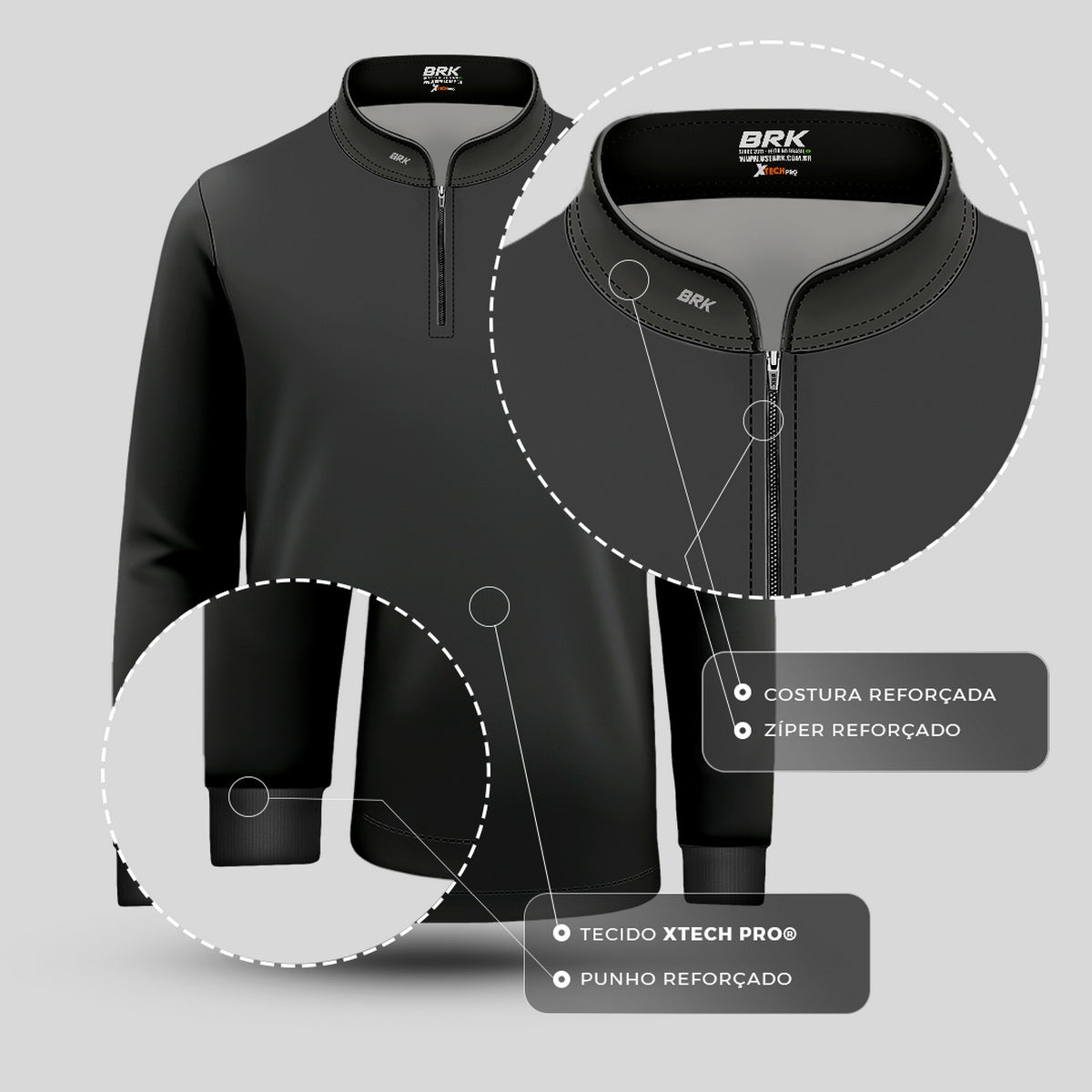 Camisa Infantil Agro Brk Unissex Basic Cinza com Proteção Solar UV50+ - Brk Agro