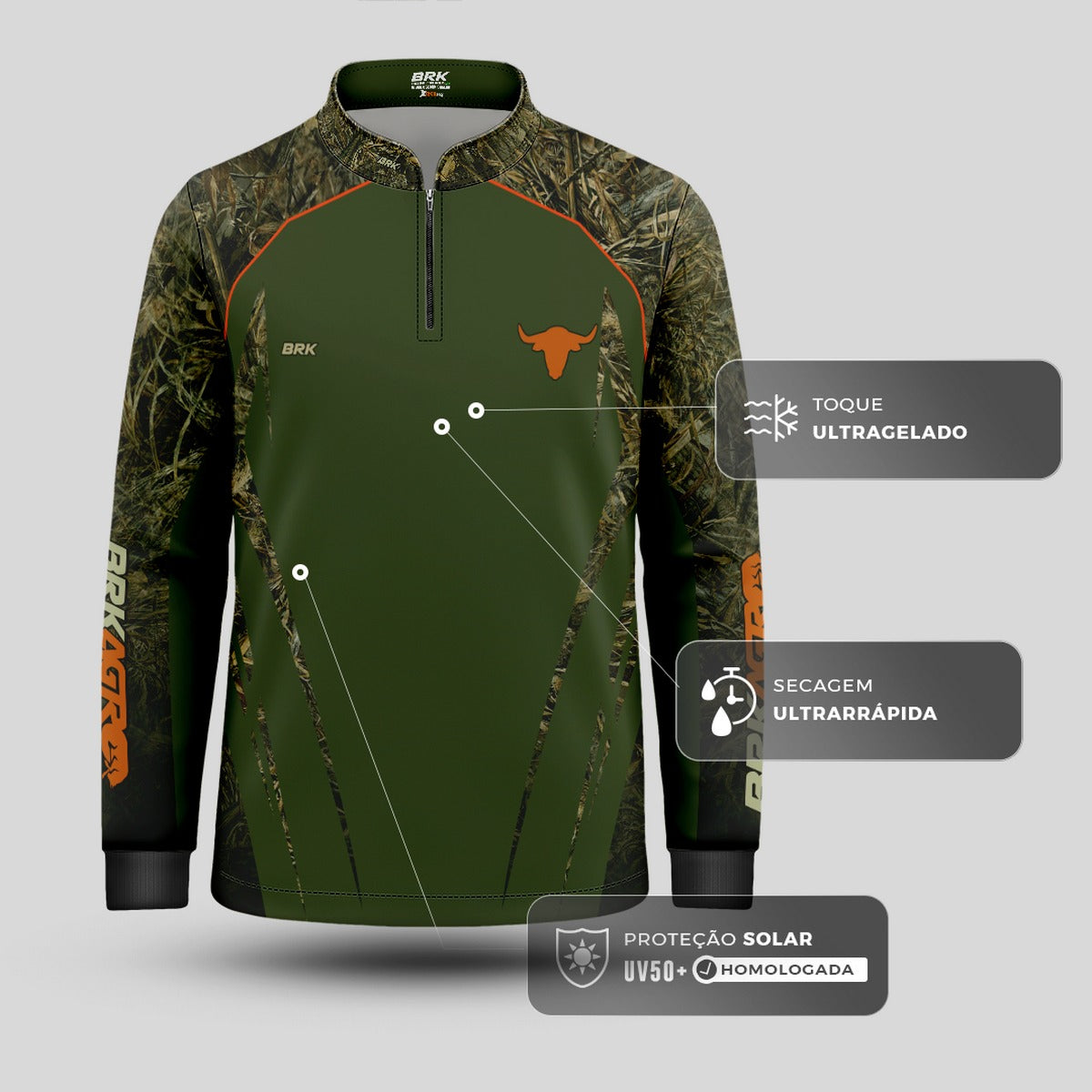 Camisa Infantil Agro Brk Agronomia Real Tree com UV50+ - Brk Agro
