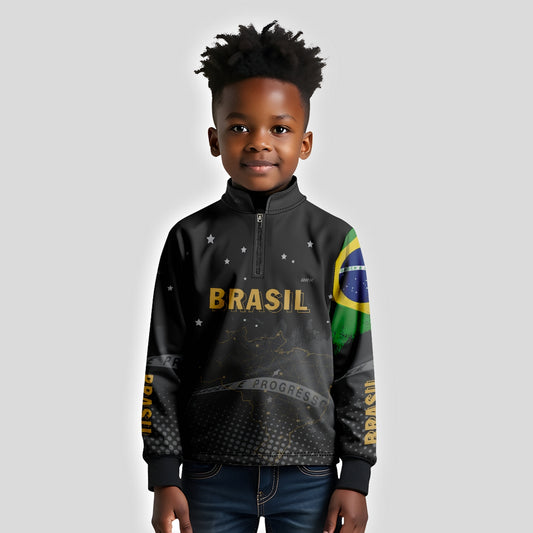 Camisa Infantil Brasil Preta com Proteção Solar UV50+