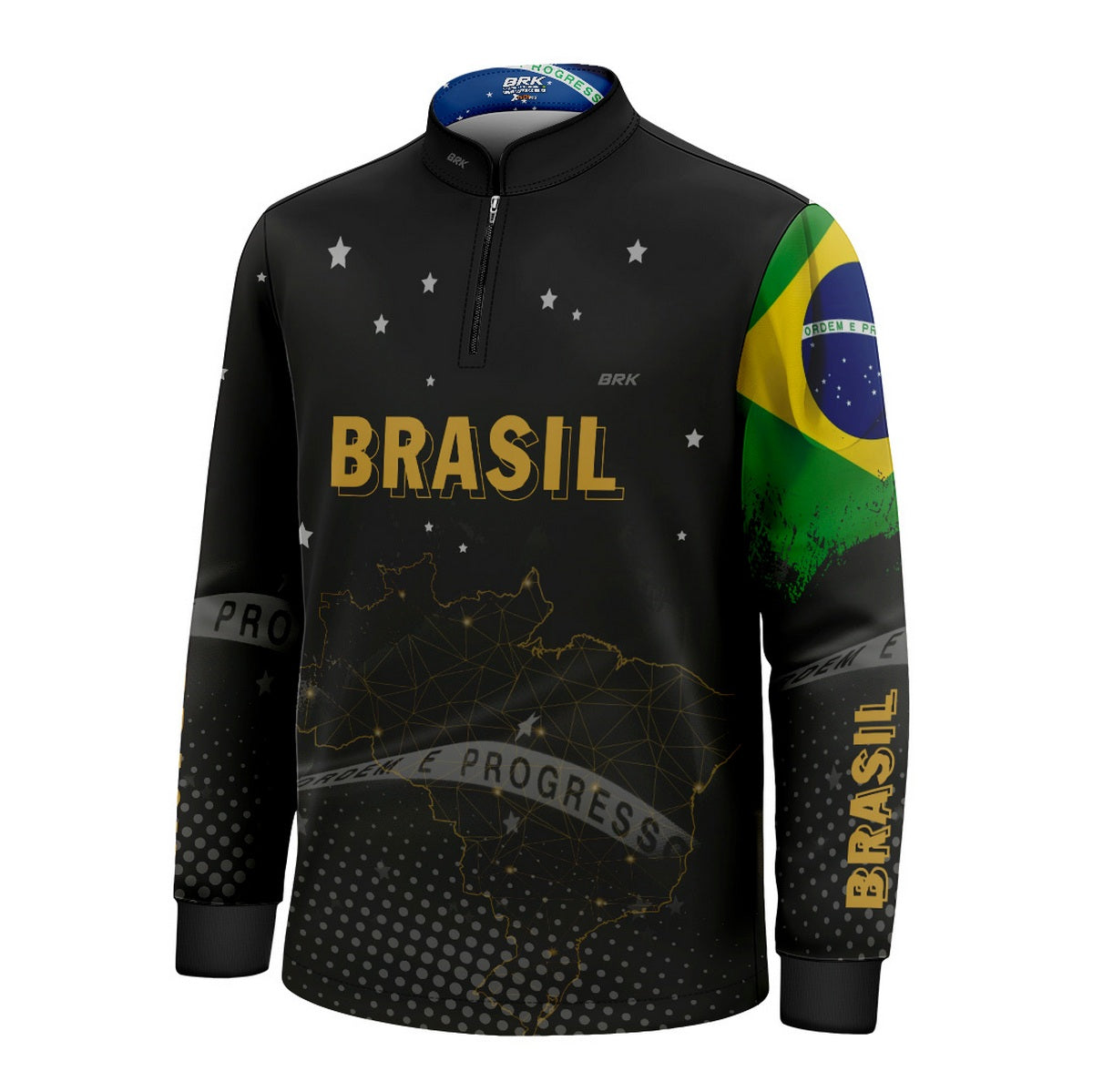 Camisa Infantil Brasil Preta com Proteção Solar UV50+ - Brk Agro