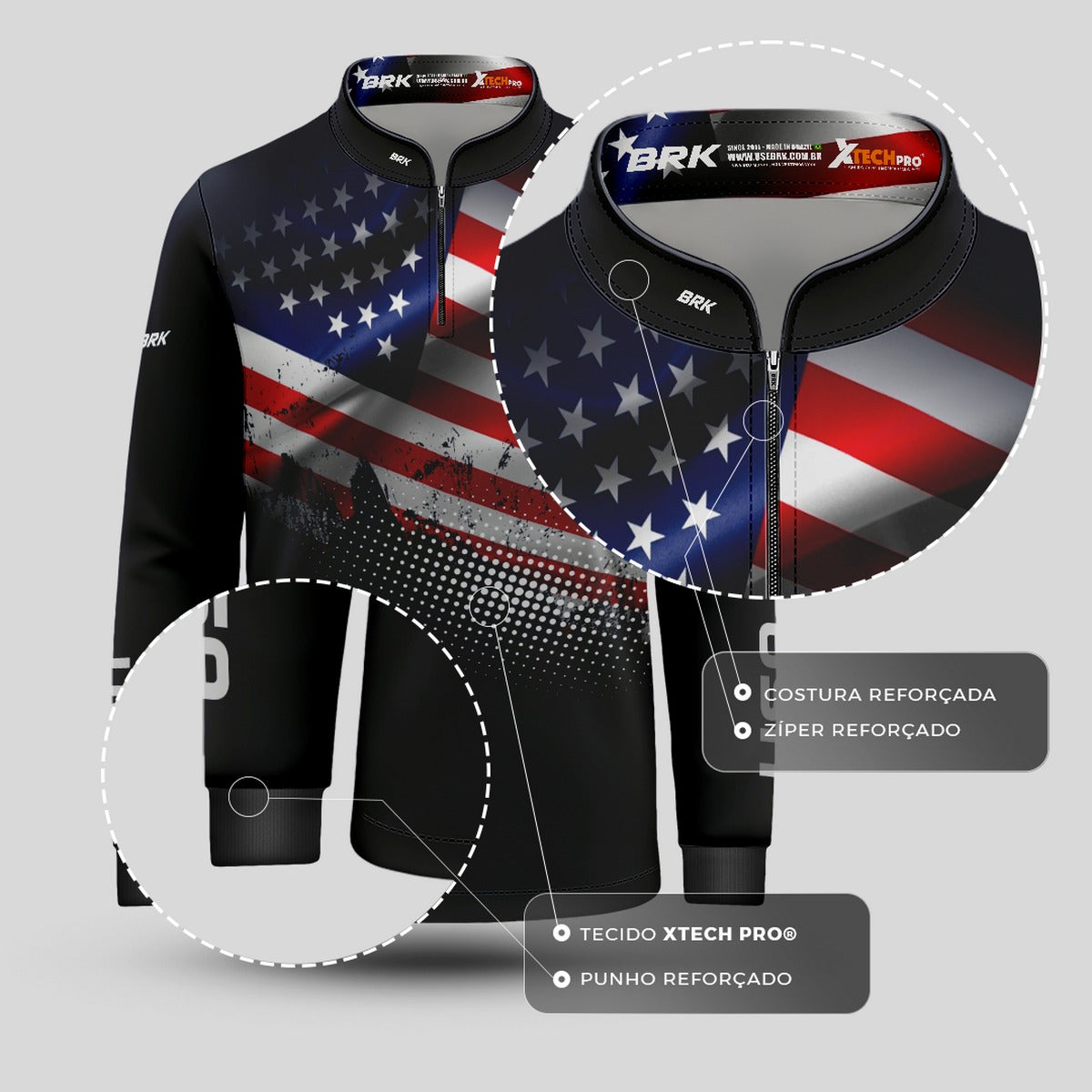 Camisa Infantil Agro Brk Estados Unidos com Proteção Solar UV50+ - Brk Agro