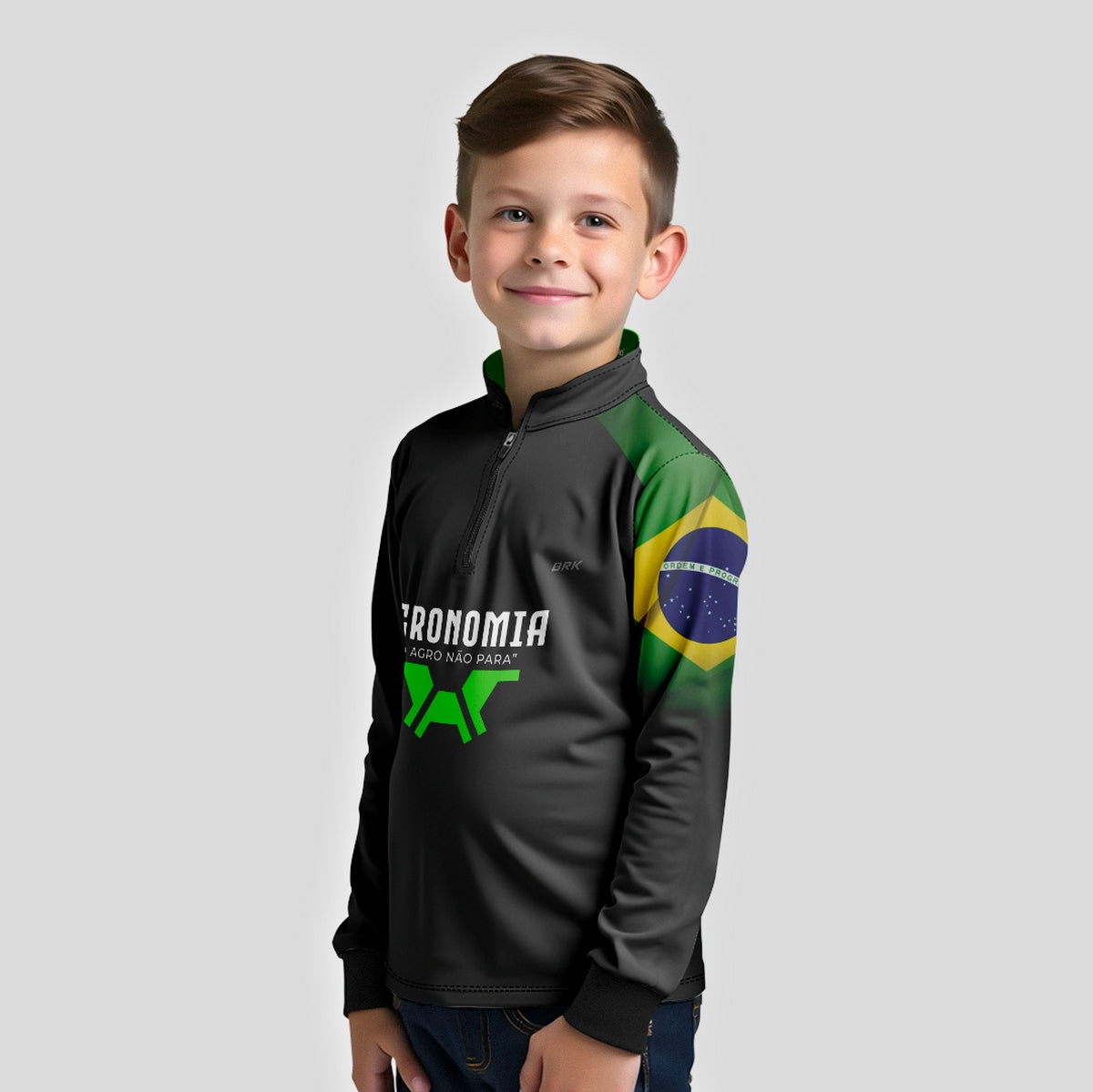 Camisa Infantil Brk Agronomia Preta com Proteção UV50+ - Brk Agro