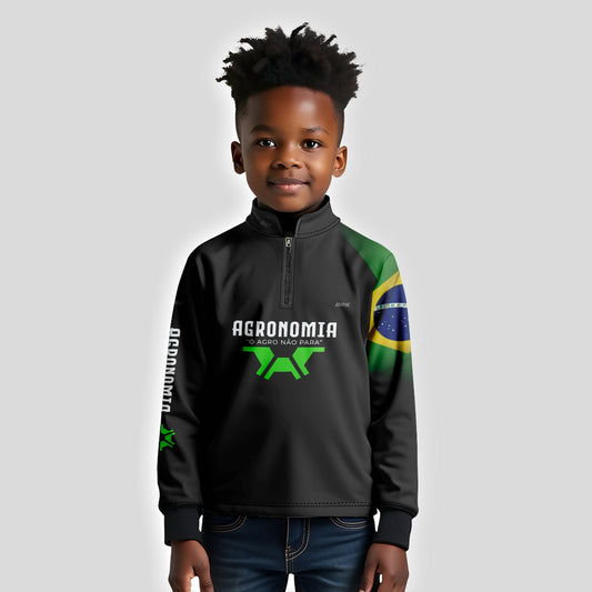 Camisa Infantil Brk Agronomia Preta com Proteção UV50+ - Brk Agro