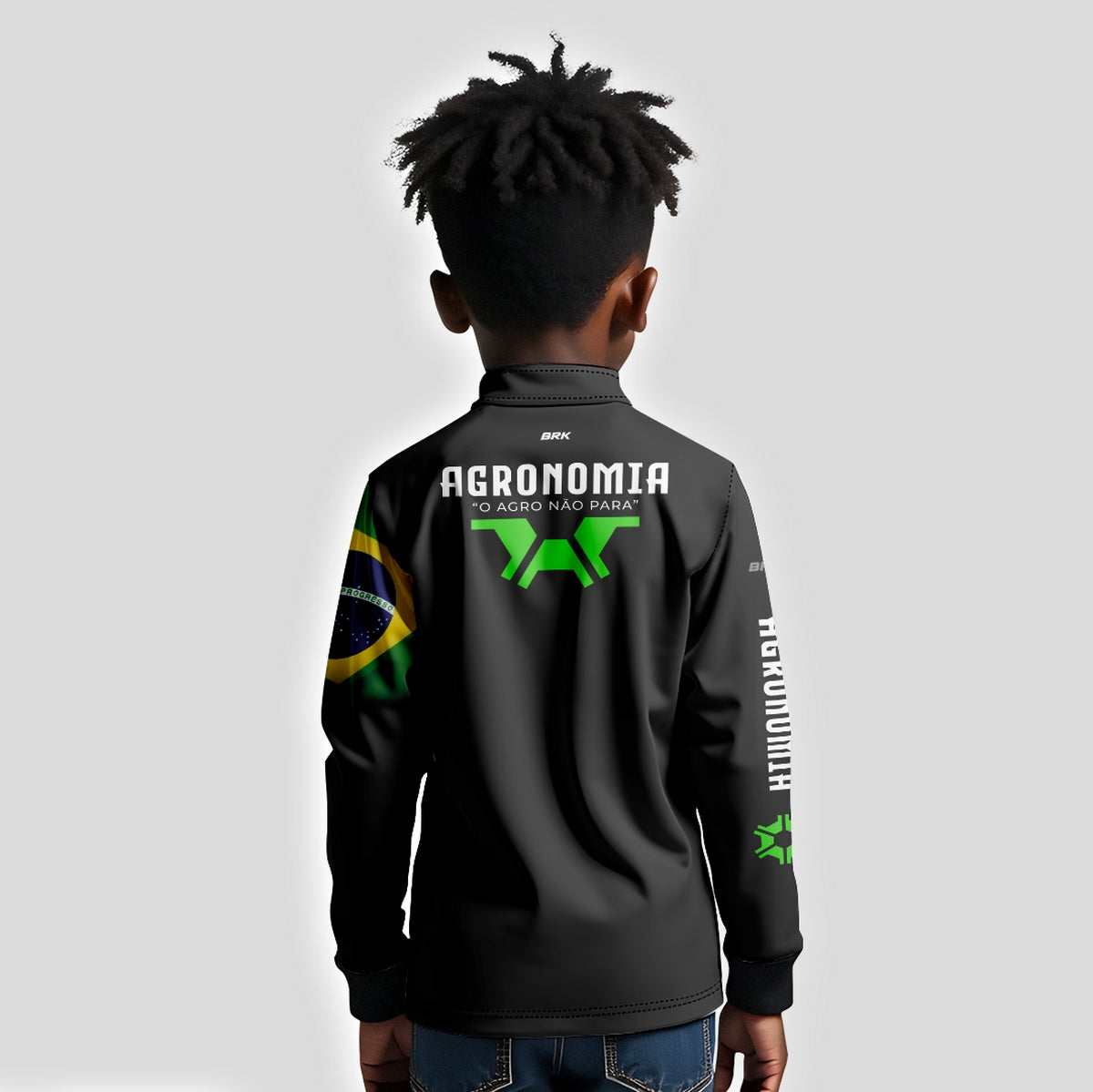 Camisa Infantil Brk Agronomia Preta com Proteção UV50+ - Brk Agro
