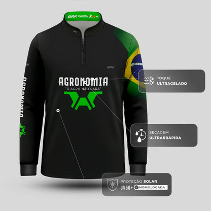 Camisa Infantil Brk Agronomia Preta com Proteção UV50+ - Brk Agro