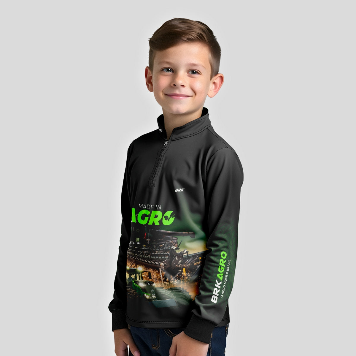 Camisa Infantil Agro Brk Made in Agro Produtor de Soja com Proteção Solar UV50+ - Brk Agro