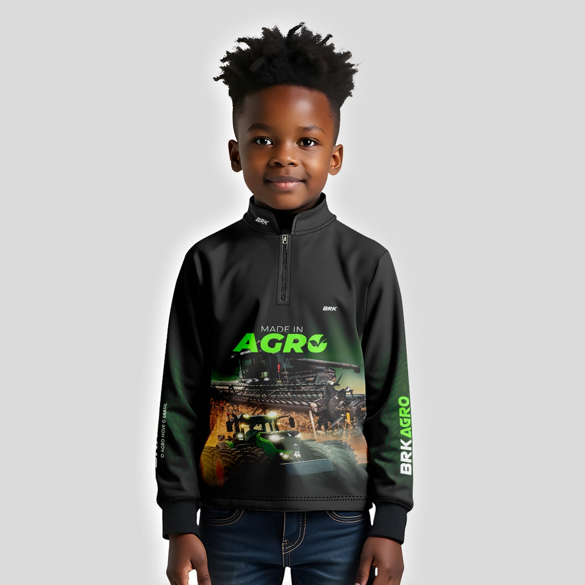 Camisa Infantil Agro Brk Made in Agro Produtor de Soja com Proteção Solar UV50+ - Brk Agro