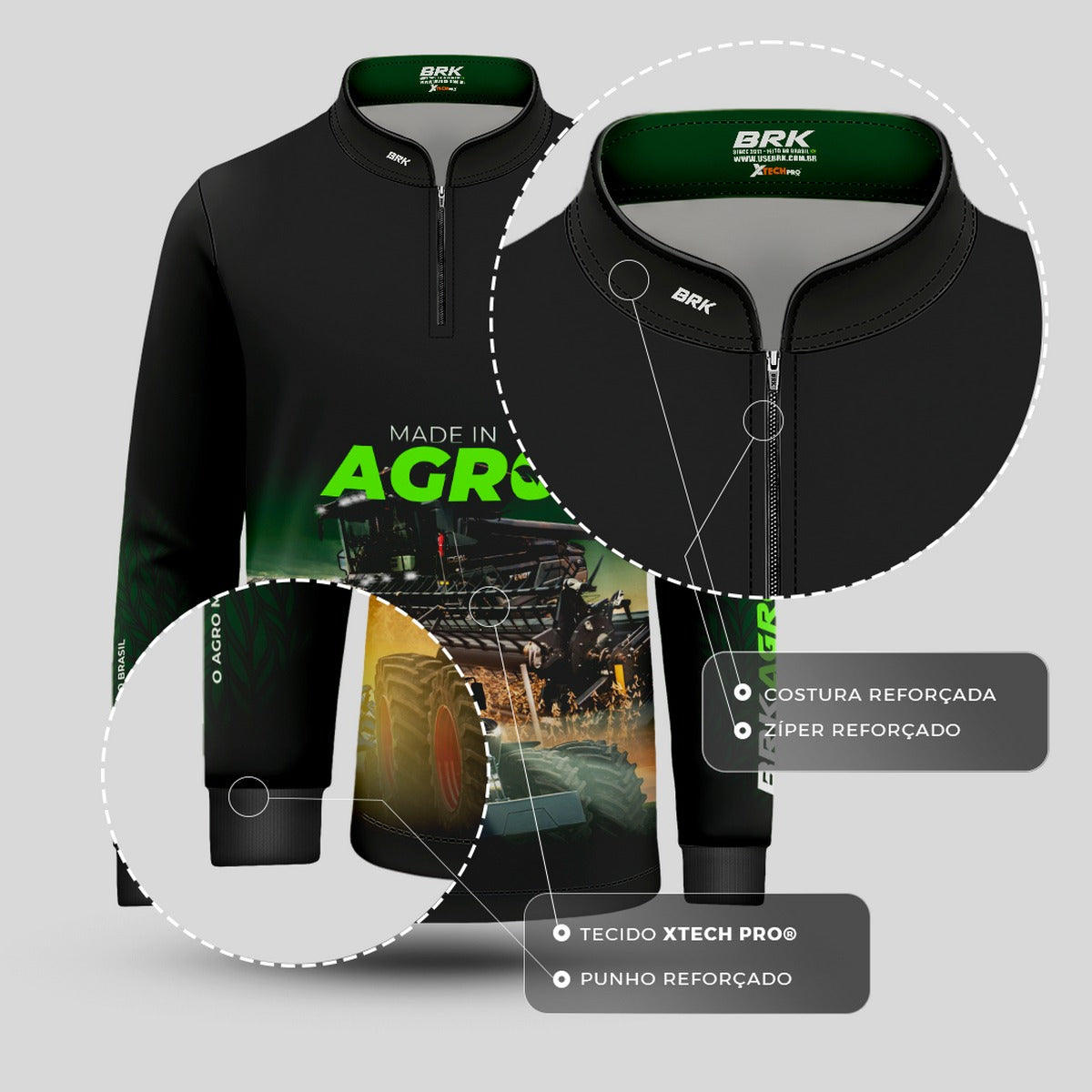 Camisa Infantil Agro Brk Made in Agro Produtor de Soja com Proteção Solar UV50+ - Brk Agro