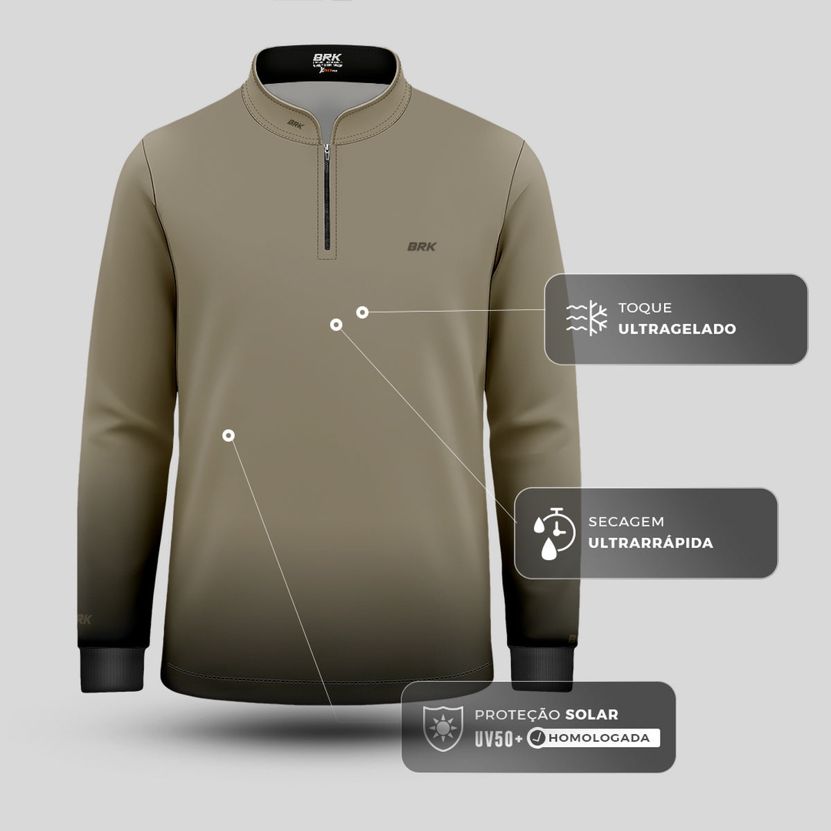 Camisa Infantil Agro Brk Unissex Basic Areia com Proteção Solar UV50+ - Brk Agro