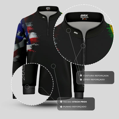 Camisa Agro Brk Bandeira Brasil Estados Unidos com Proteção Solar UV50+ - Brk Agro