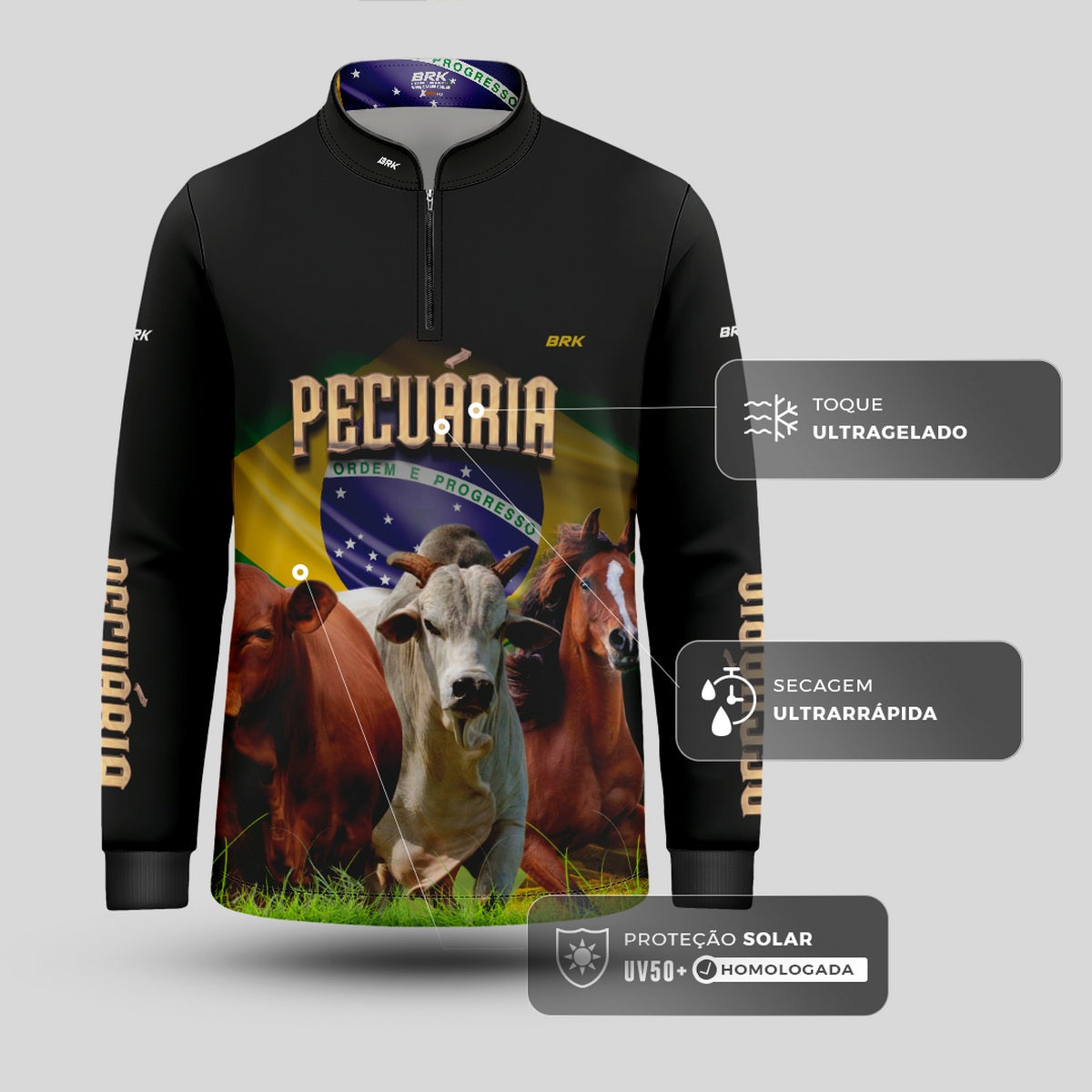 Camisa Infantil Agro Brk Pecuária com UV50+ - Brk Agro
