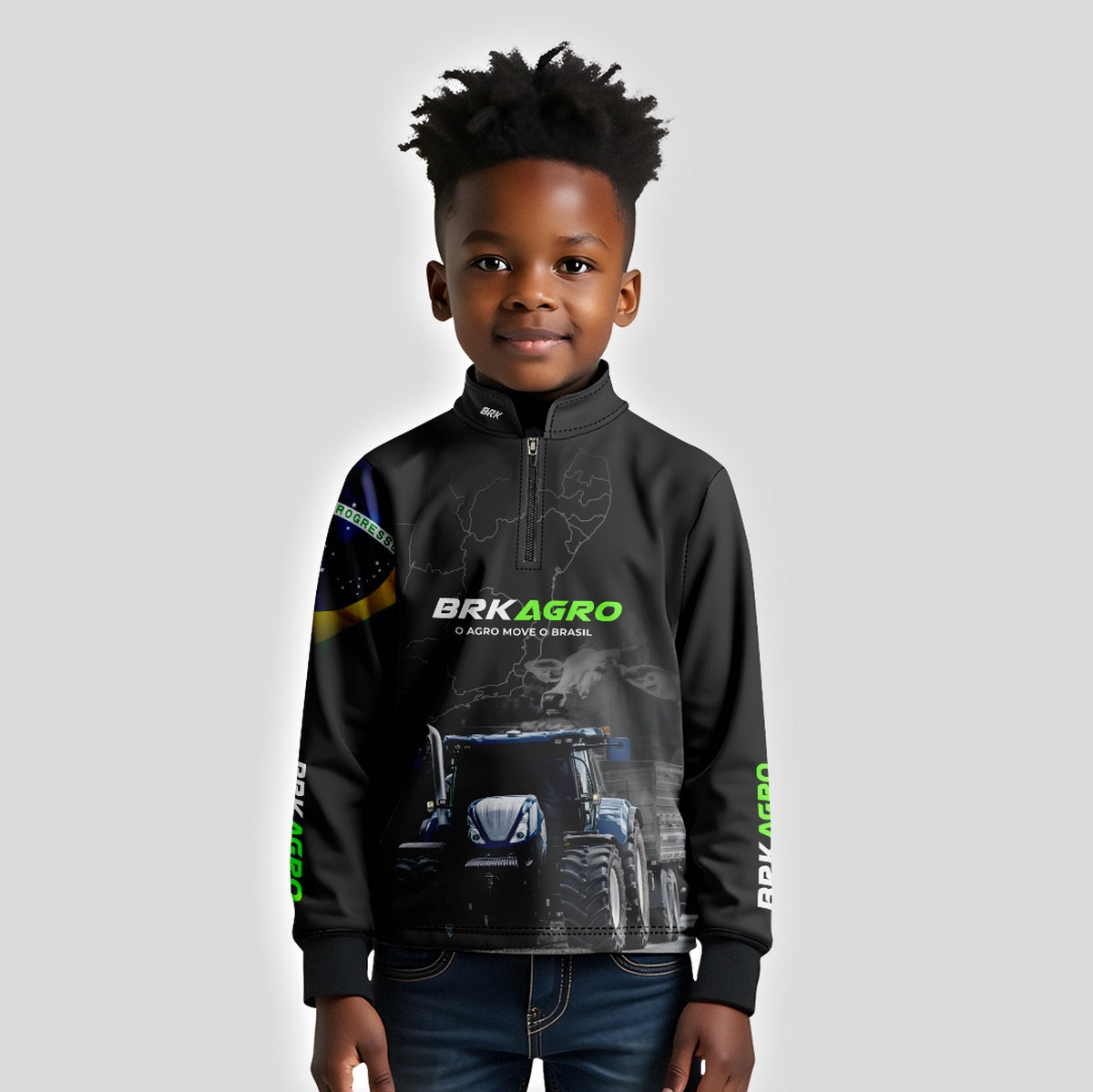 Camisa Brk Agro Infantil O Agro Move o Brasil com UV50+ - Brk Agro
