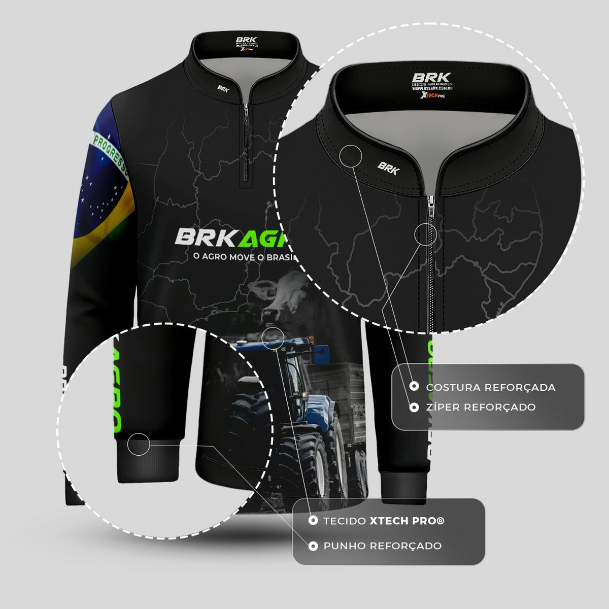 Camisa Brk Agro Infantil O Agro Move o Brasil com UV50+ - Brk Agro