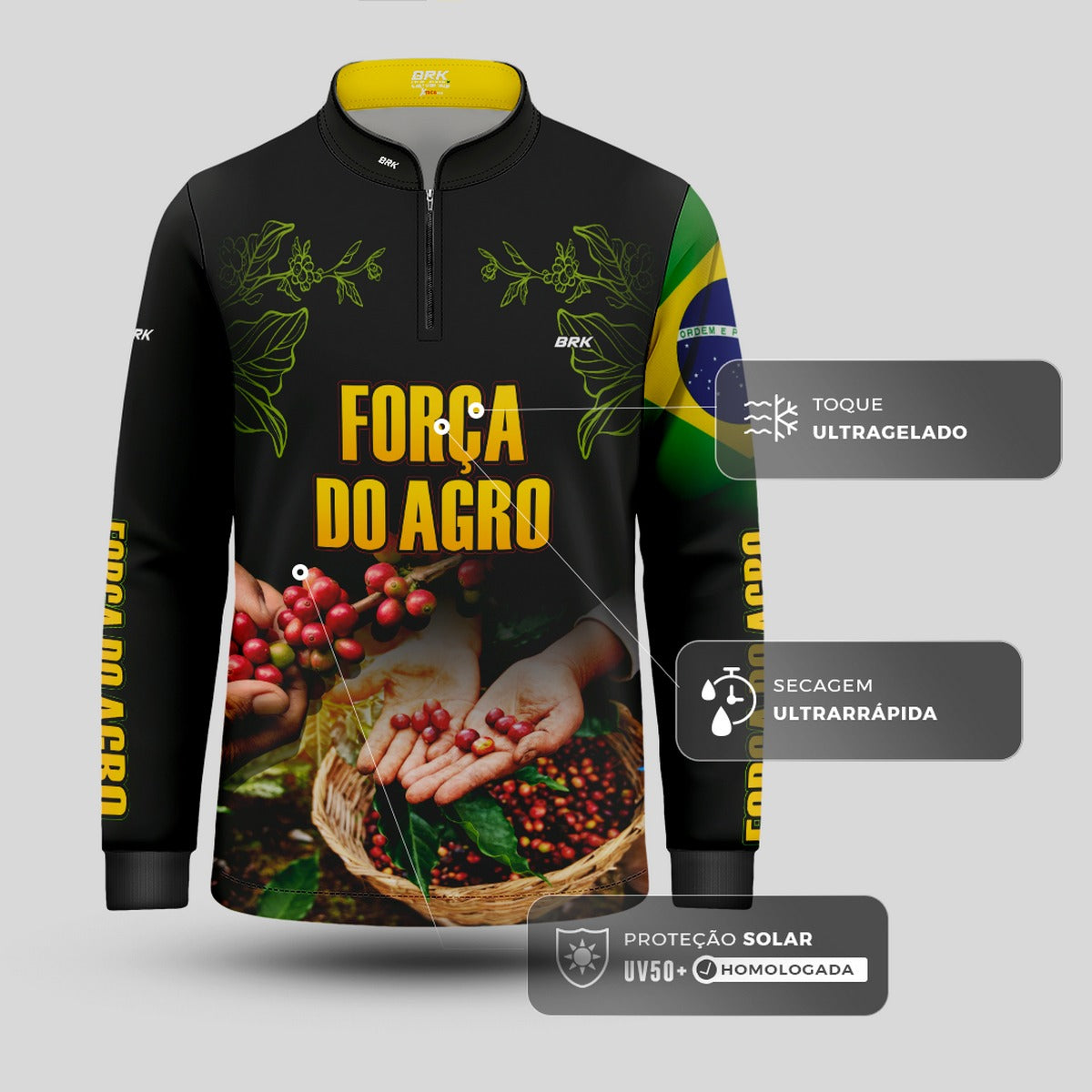 Camisa Brk Agro Infantil Cafeicultor com Proteção Solar UV50+ - Brk Agro