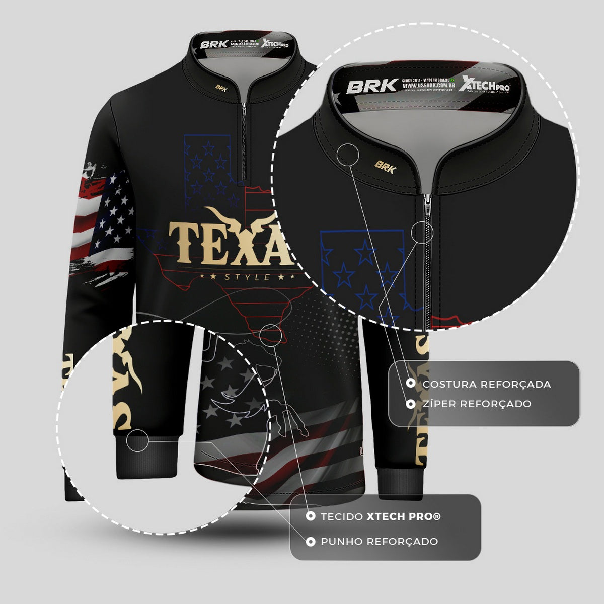 Camisa Agro Infantil Brk Texas Estados Unidos com Proteção Solar UV50+ - Brk Agro