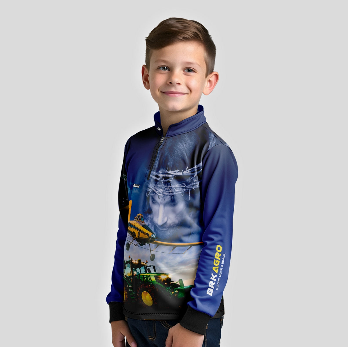 Camisa Infantil Agro Brk Jesus Agricultura de Precisão com Proteção Solar UV50+ - Brk Agro