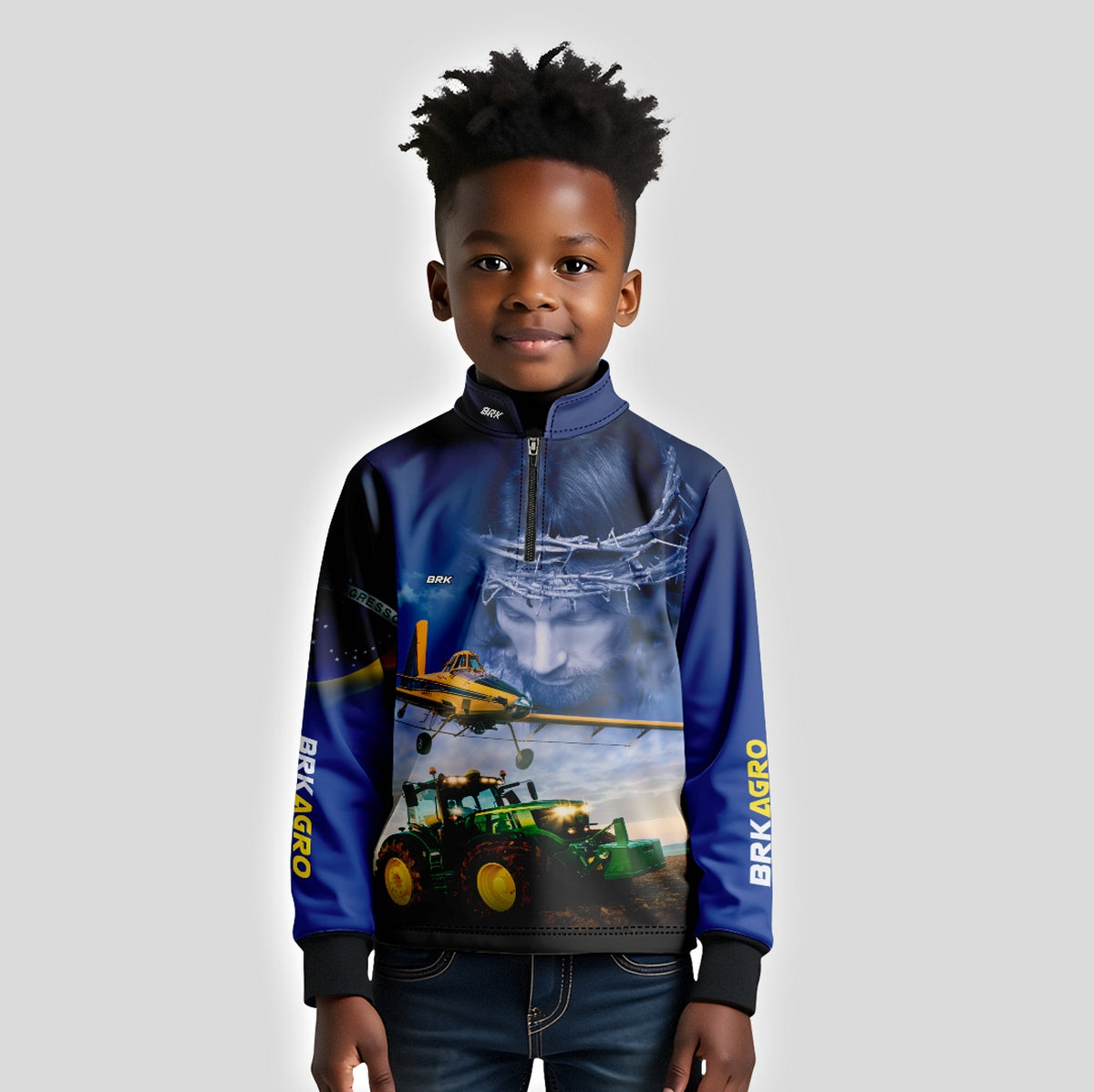 Camisa Infantil Agro Brk Jesus Agricultura de Precisão com Proteção Solar UV50+ - Brk Agro