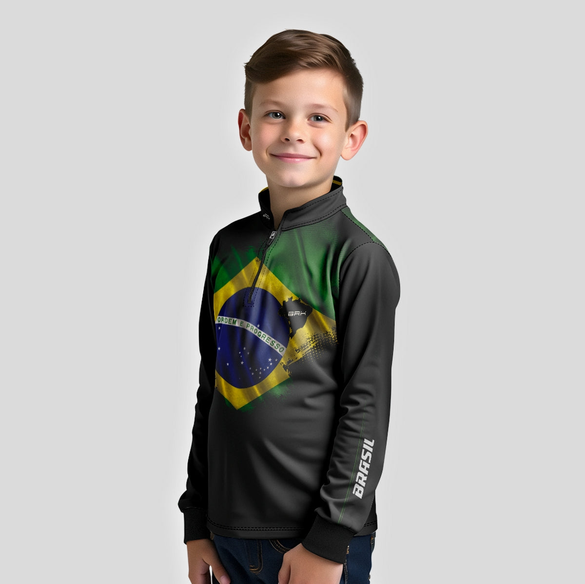 Camisa Agro Infantil Brk Bandeira do Brasil com Proteção Solar UV50+ - Brk Agro