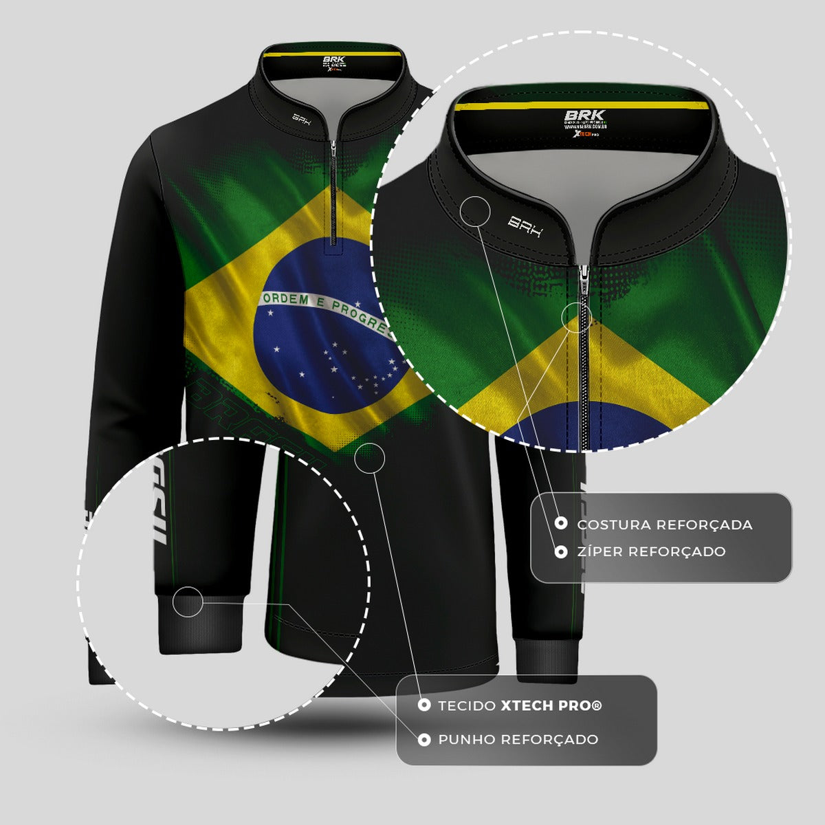 Camisa Agro Infantil Brk Bandeira do Brasil com Proteção Solar UV50+ - Brk Agro