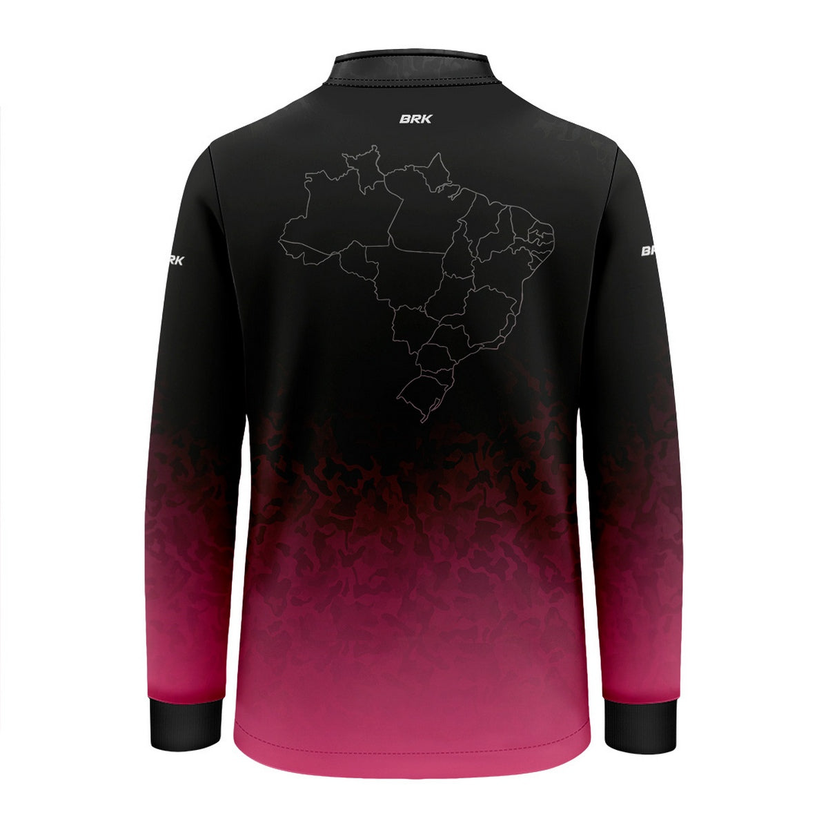 Camisa Infantil Agro Brk Camuflado Preto e Rosa Bandeira do Brasil com Proteção Solar UV50+