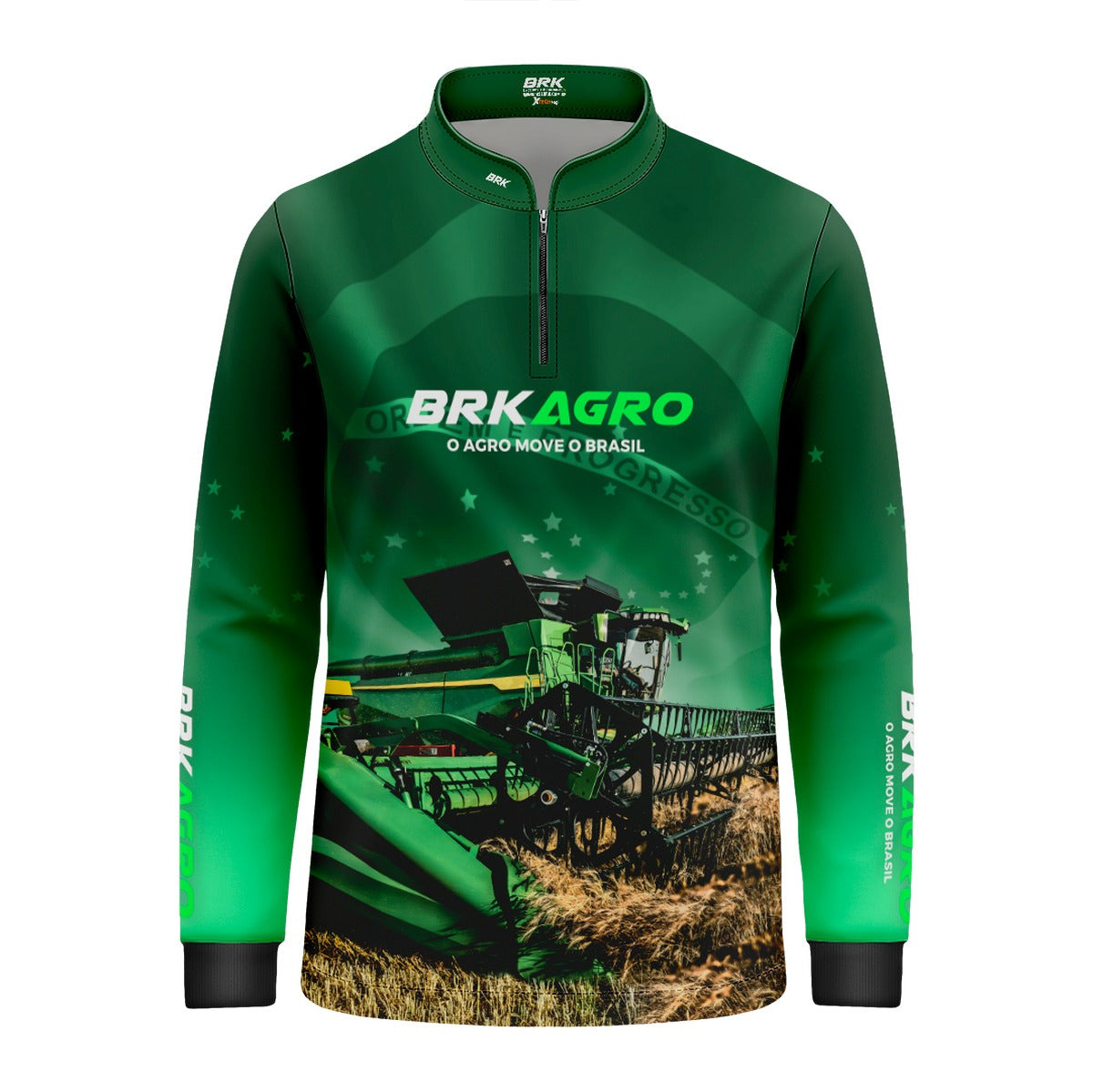 Camisa Infantil Agro Brk O Agro Move o Brasil Colheitadeira com Proteção Solar UV50+ - Brk Agro