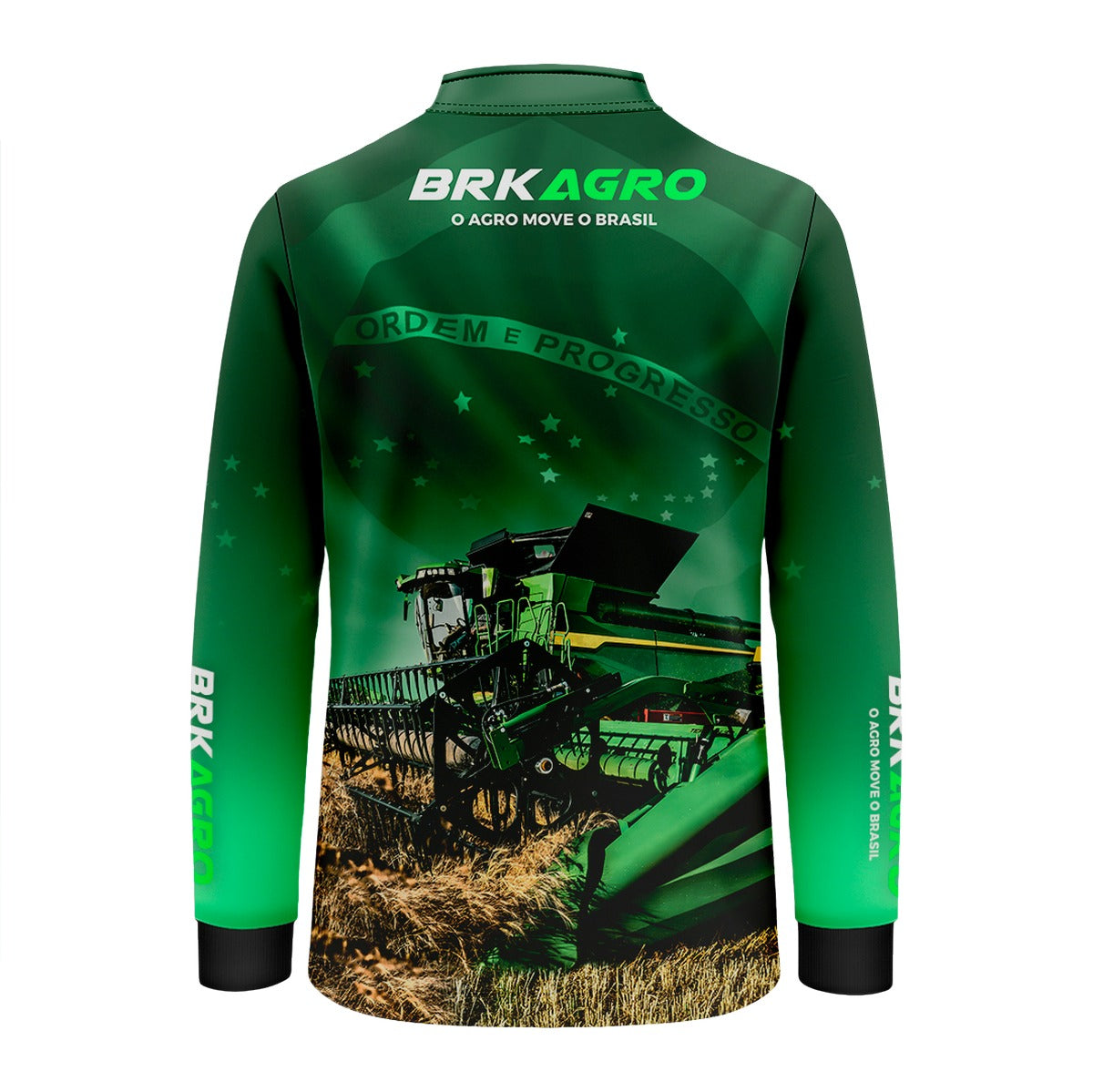 Camisa Infantil Agro Brk O Agro Move o Brasil Colheitadeira com Proteção Solar UV50+ - Brk Agro