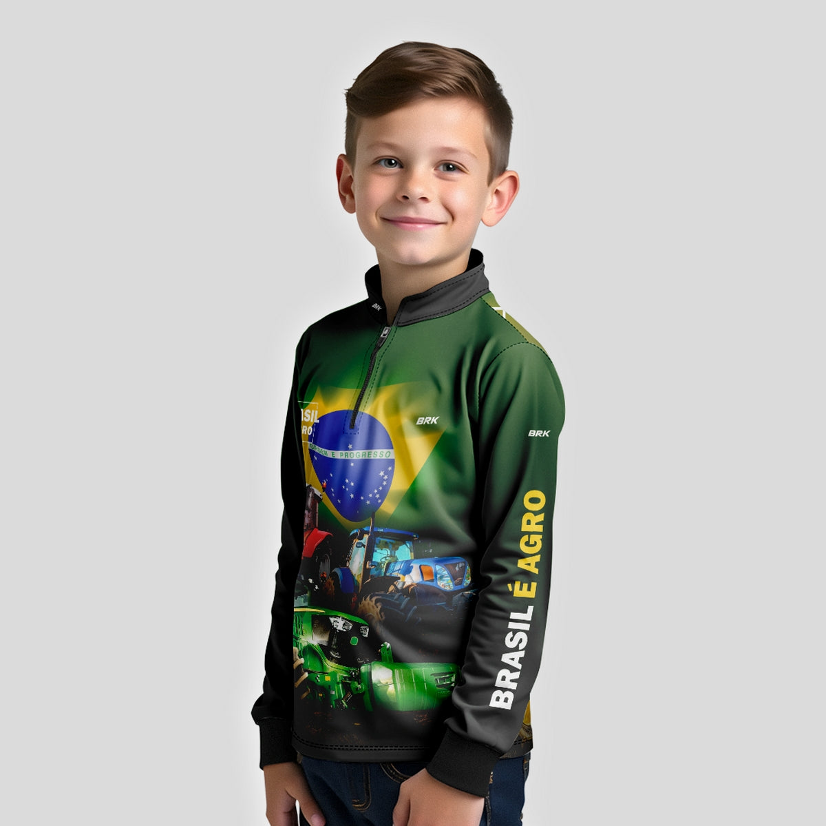 Camisa Brk Agro Infantil Brasil é Agro Verde com Proteção UV50+ - Brk Agro