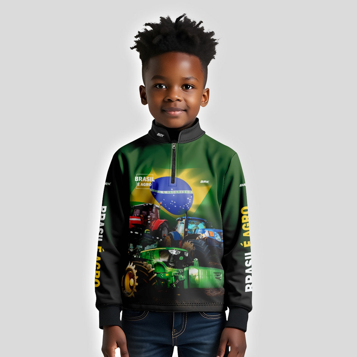 Camisa Brk Agro Infantil Brasil é Agro Verde com Proteção UV50+ - Brk Agro