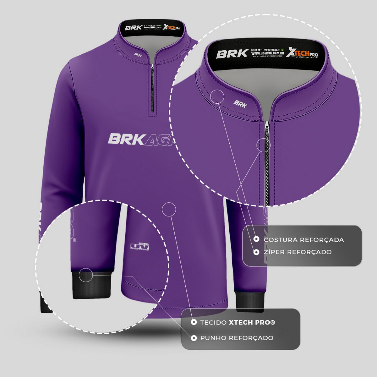 Camisa Infantil Agro Brk Roxa Clean com Proteção Solar UV50+ - Brk Agro