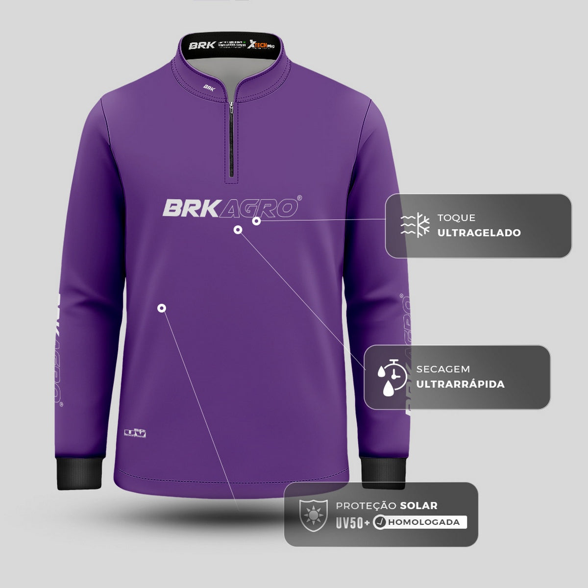 Camisa Infantil Agro Brk Roxa Clean com Proteção Solar UV50+ - Brk Agro
