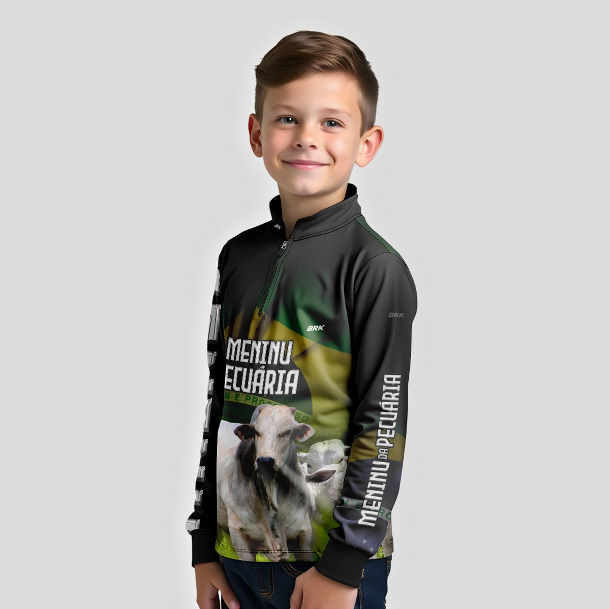 Camisa Infantil Agro Brk Os Menino da Pecuária com Proteção Solar UV50+ - Brk Agro