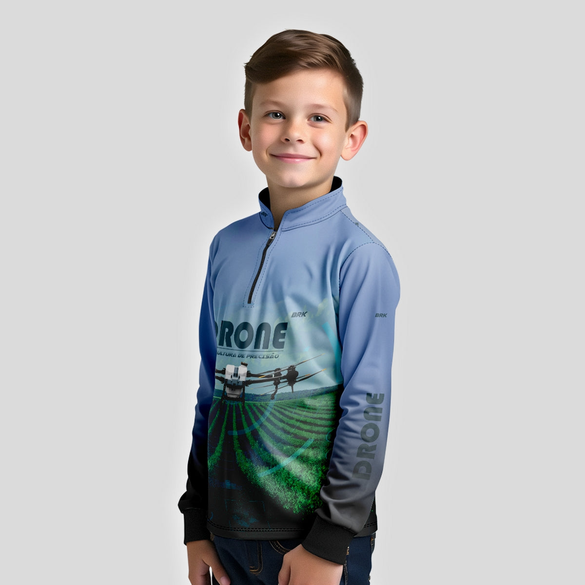 Camisa Infantil Agro Brk Drone Pulverizador com Proteção Solar UV50+ - Brk Agro