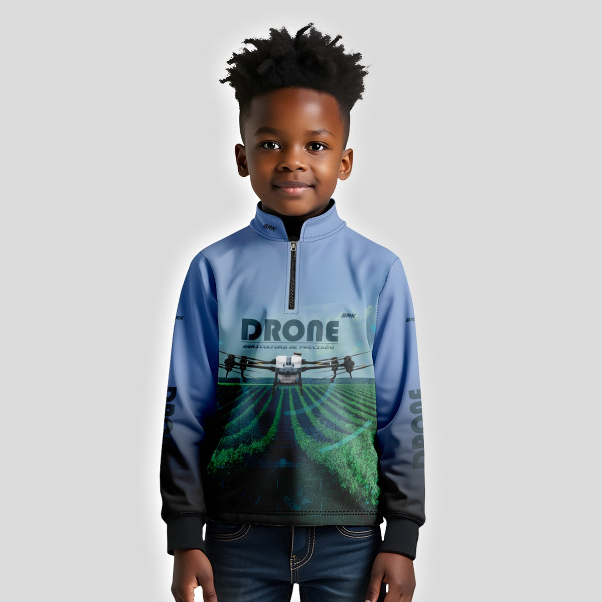 Camisa Infantil Agro Brk Drone Pulverizador com Proteção Solar UV50+ - Brk Agro