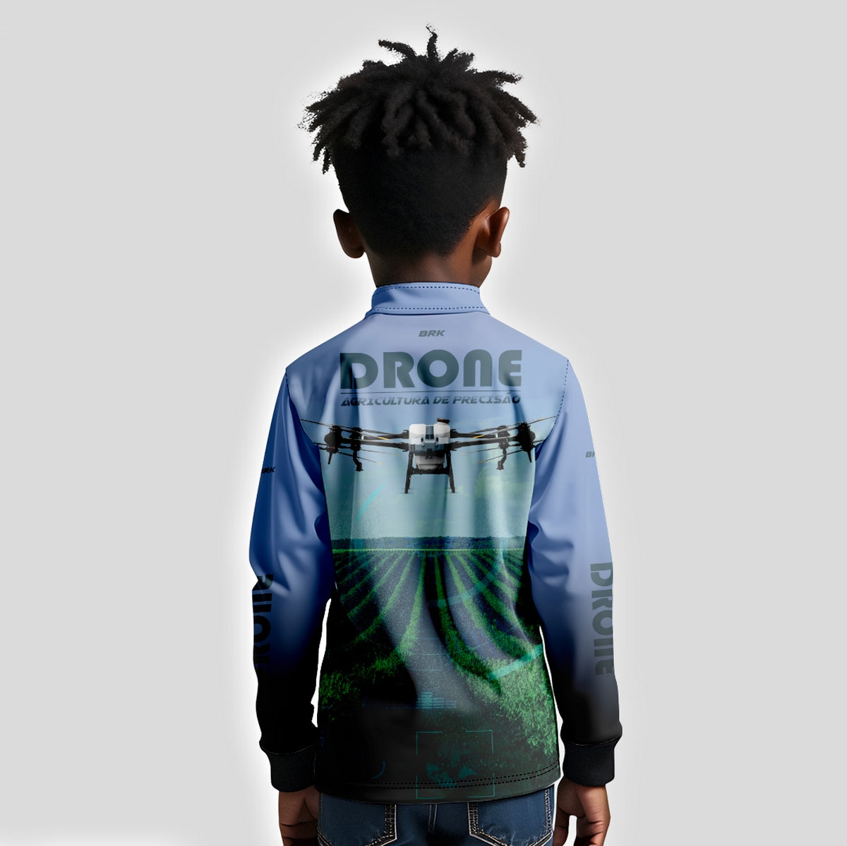 Camisa Infantil Agro Brk Drone Pulverizador com Proteção Solar UV50+ - Brk Agro